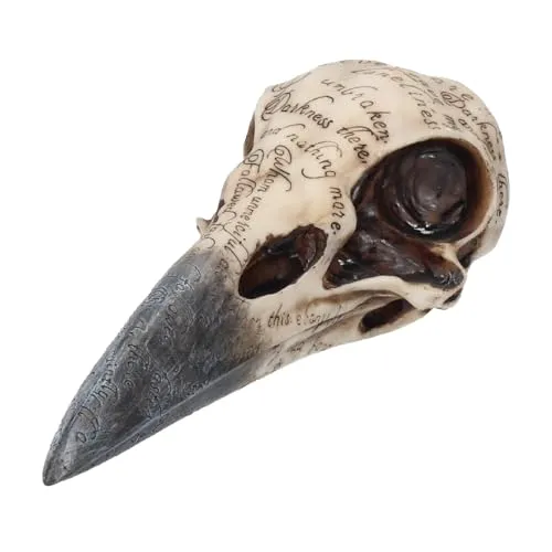 Nemesis Now Edgar's Rabe Skull Figur 25 cm Elfenbein - Sammlerfigur aus hochwertigem Kunstharz, handbemalt und detailreich. Ein Muss für Macabre-Fans und Sammler von außergewöhnlichen Dekoartikeln.