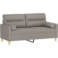 vidaXL 2-Sitzer-Sofa Taupe mit Zierkissen - Elegantes 2-Sitzer-Sofa aus strapazierfähigem Stoff, ideal zum Entspannen. Mit abnehmbaren Kissenbezügen und einem robusten Metallgestell für langanhaltenden Komfort.