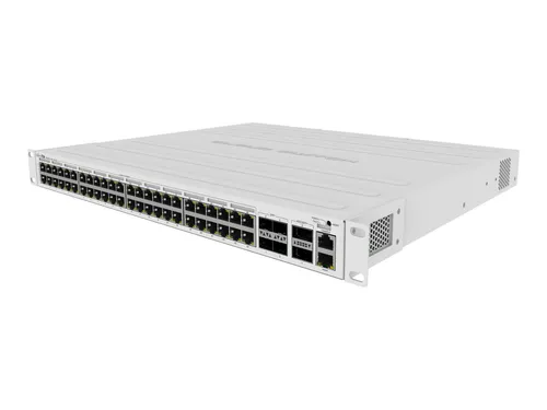 MikroTik CRS354-48P-4S+2Q+RM - Leistungsstarker L3 Switch - Switches mit 48 PoE+ Ports und 700 W Leistung, ideal für anspruchsvolle Netzwerkinfrastrukturen und flexible Montagemöglichkeiten.