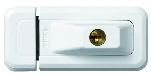 Universal-Zusatzschloss Modell 3010 - Weiß - Schließtechnik für Fenster, Türen und Wohnwagen mit zwei massiven Riegeln für optimalen Einbruchschutz und verdeckter Schraubenmontage.