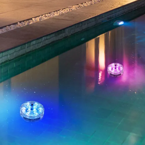 Teichlampe Poolleuchte Schwimmlampe Dimmer Fernbedienung Farbwechsel RGB LED 2x