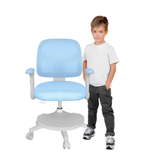 MARK ADLER Junior 5.0 Kinder Schreibtischstuhl - Ergonomischer Kinderdrehstuhl mit verstellbaren Armlehnen und Fußablage, ideal für sicheres und bequemes Sitzen während des Lernens und Spielens.