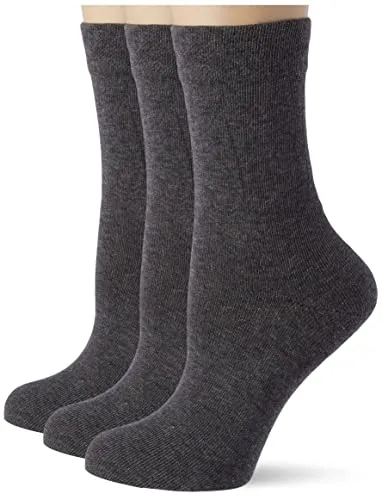 Nur Die 3er Pack Ohne Gummi Socken mit Komfortbund ohne Einschneiden weiche Baumwolle Damen, graumel., 39-42