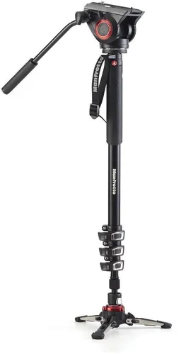 Manfrotto Video Monopod XPRO+ - 4-Segment-Aluminium Einbeinstativ mit Fluid Base, für fließende Aufnahmen und maximale Stabilität
