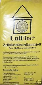 Zellulose-Schüttdämmung Unifloc 14kg Sack - Dämmstoffe mit schalldämmenden Eigenschaften, ideal für Boden, Wand und Dach. Frei von Formaldehyd, sorgt für ein gesundes Raumklima.