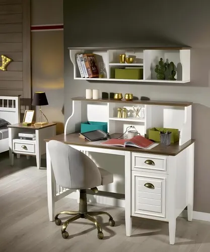Eleganter Weißer Holz-Schreibtisch für Büro und Homeoffice - Moderner Schreibtisch aus hochwertigem Holz, ideal für Jugendliche und Erwachsene. Mit 1 Schublade und 1 Tür bietet er praktischen Stauraum und passt perfekt in jedes Zimmer.