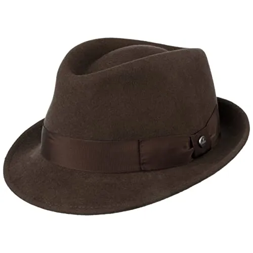 LIERYS Classic Wool Trilby Hut Damen Herren Wollfilz Outdoor wasserabweisend Packable Fedora Sommer Winter braun S (54-55 cm)