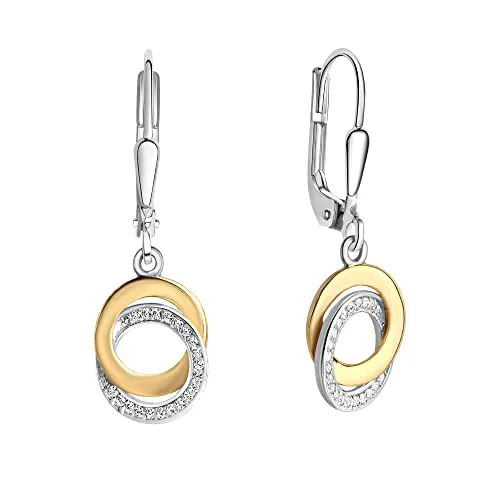 Celesta Silber Damen Ohrring 925/- Sterling Silber mit Zirkonia - Ohrringe für Damen im modernen Design, aus glänzendem 925er Silber mit 36 funkelnden Zirkonia-Steinen – das perfekte Geschenk für besondere Anlässe, geliefert im eleganten Geschenketui.