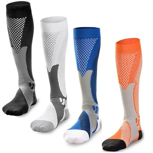 feifanshop 4 Paar Sport-Kompressionsstrümpfe Stützstrümpfe Reisestrümpfe Kniestrümpfe Trombosestruempfe Kompressionsstrümpfe Kompressionssocken Damen Herren EU 35-39