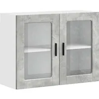 vidaXL Küchen-Hängeschrank Porto Betongrau - Küchenhängeschrank mit Glastüren, bietet optimalen Stauraum und stylisches Design für mehr Ordnung in deiner Küche.