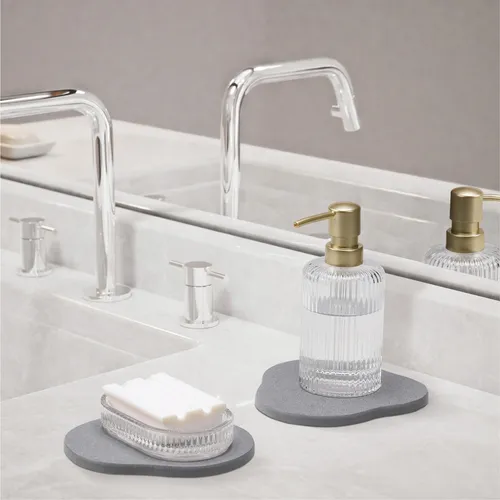 2er Set Kieselgur Stein Badematte klein - Diatomaceous Tray Wasser absorbierend