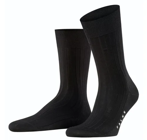 Falke Tagessocke Crew Milano (elegante Rippstruktur, Baumwolle) schwarz Herren