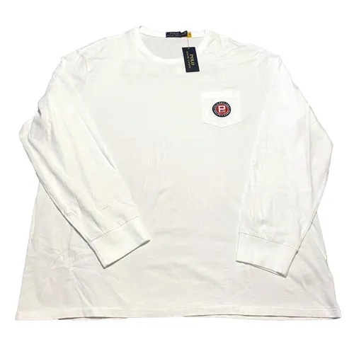 POLO RALPH LAUREN LS Pocket Logo T-Shirt Shirt Jersey Retro Preppy Sweatshirt M