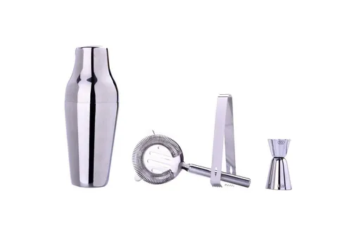 Laguiole Cocktail Shaker Set - 4-teiliges Edelstahl Cocktail Set für perfekte Drinks, inklusive Shaker, Barsieb und Messbecher, ideal als Geschenk für jeden Anlass.