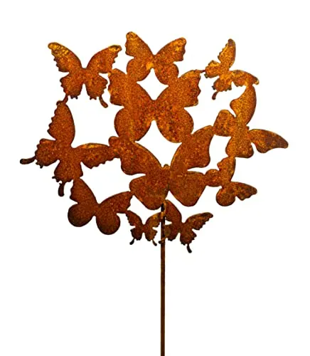 Blümelhuber Schmetterling Gartendeko Rost - Vintage Metall Deko für Garten - Tierfiguren & Tierstatuen, individuelle Edelrost Patina macht jede Figur zum einzigartigen Unikat – perfekt für jeden Garten und als Geschenk für Naturfreunde.