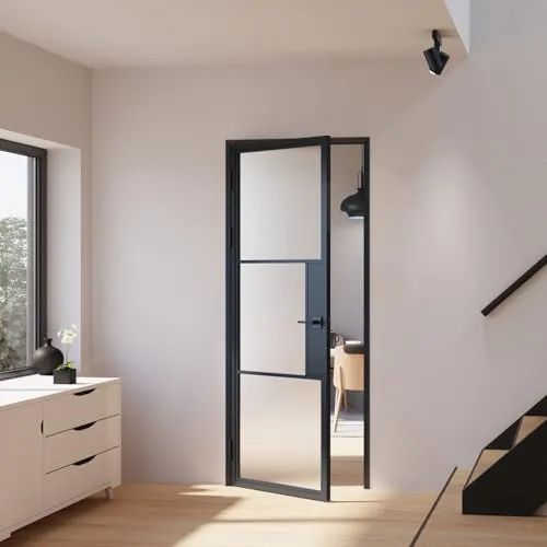 inova Glastür satiniert Komplettset 834x1972mm DIN links in schwarz von Inova