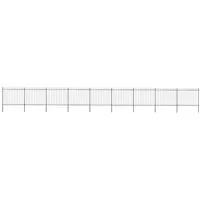 vidaXL Gartenzaun mit Speerspitzen 15,3 x 1,5 m Schwarz - Metallzaun aus pulverbeschichtetem Stahl mit 9 Elementen und dekorativen Speerspitzen für hohe Sicherheit und Stabilität, ideal für Garten und Eingangsbereiche.
