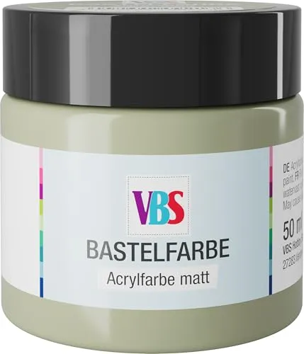 VBS Bastelfarbe 50 ml wasserfest lichtecht geruchsneutral lösungsmittelfrei hochpigmentiert matt Malfarbe Malen Farbe Farben Antikgrün