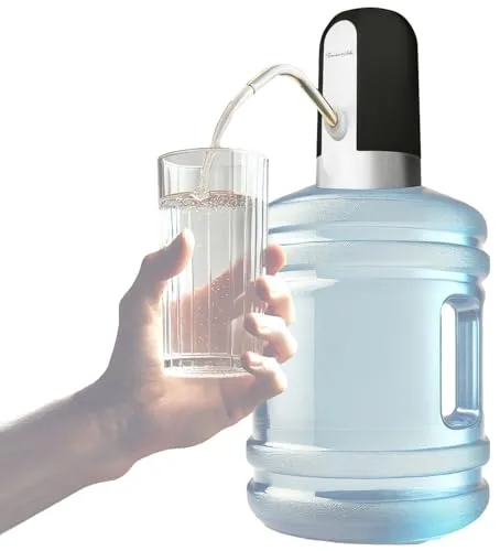 Rosenstein & Söhne Wasserflaschenpumpe: Akku-Wasserflaschen-Pumpe, für Gallonen-Flaschen, USB-C, 1.200 mAh (Getränkespender elektrisch, Kanisterpumpe Akku, Wasserkanister)