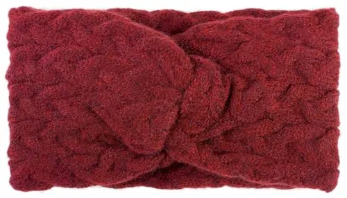 styleBREAKER Damen Strick Stirnband mit Zopfmuster und Twist Knoten, warmes Winter Haarband, Headband, gestrickt 04026044, Farbe:Bordeaux-Rot