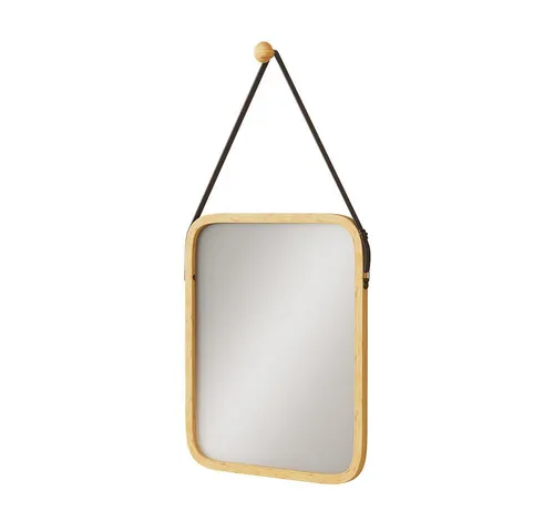 Vicco Spiegel Mirno, Bambus, 34 x 41.5 cm - Badezimmer Wandspiegel mit verstellbarem Gurt für flexible Höhenanpassung, ideal für stilvolle Raumgestaltung und einfache Kombination mit anderen Möbeln.