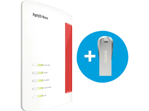 AVM FRITZ!Box 7690, (Wi-Fi 7) + SanDisk USB-Stick WLAN Mesh Router 7136 Mbit/s