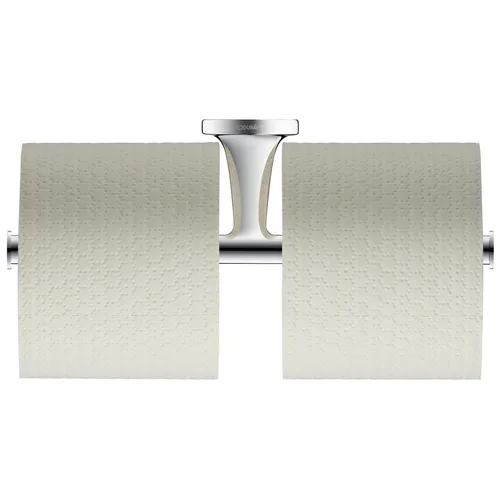 Duravit Papierrollenhalter Starck T - Eleganter Toilettenpapierhalter für 2 Rollen - Toilettenpapierhalter mit langlebiger Chromoberfläche, flexibel montierbar mit Kleber oder Bohrung, ideal für jedes Badezimmer.