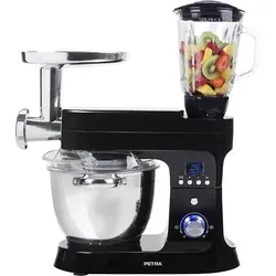 Petra Electric Koch-Küchenmaschine 5,5 L mit Fleischwolf - Kompakte Küchenmaschine mit 5,5 L Kapazität, ideal für vielseitige Anwendungen wie Mischen, Kneten und Garen. Inkl. Spritzschutz und spülmaschinenfesten Teilen für einfache Reinigung.