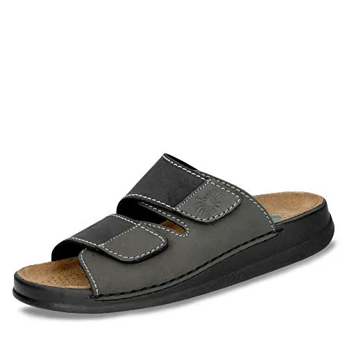 Helix Herren Pantolette schwarz Graphite Leder - Stylische Clogs & Pantoletten für Herren in Größen 41 bis 46, mit hochwertigem Leder und Magic-Point Fersenpolster für optimalen Komfort.