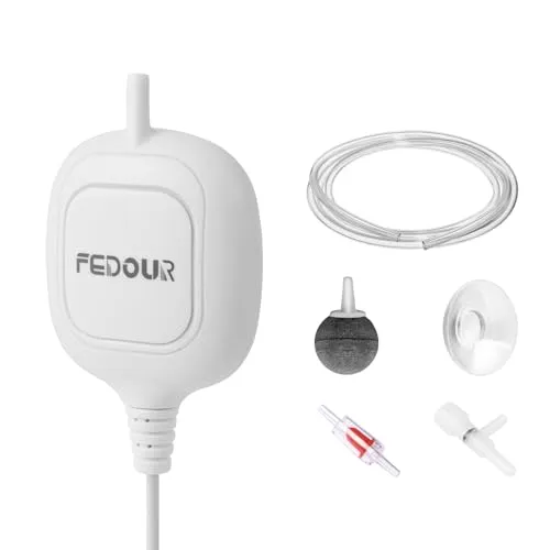 FEDOUR Nano Leise Aquarium Luftpumpe, Mini Whisper-Luftpumpe für Aquarien, Sauerstoffpumpe für Aquarium bis zu 80L Betta Aquarium, Nano Aquarien, Fischglas