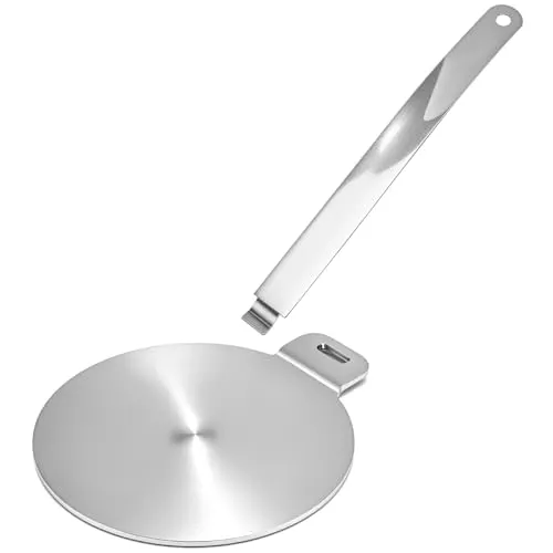 QWORK® Iinduktion adapterplatte, Induktionskochfeld Wärmeverteiler platte, Edelstahl, 13 cm, für Induktionskochfeld, Gasherd
