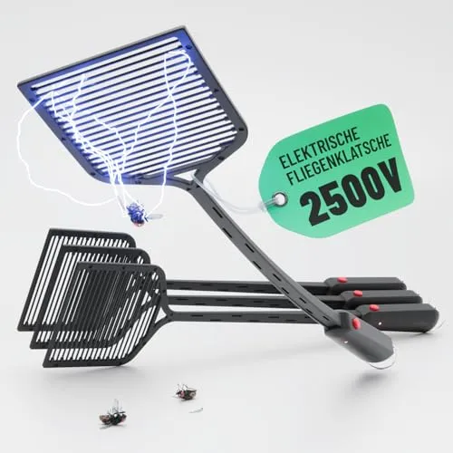 greate 4X Elektrische Fliegenklatsche - Effektiver Insektenschutz - Fliegenklatschen - Effektiver Insektenschutz auf Knopfdruck, ideal gegen Mücken und Fliegen ohne Chemie. Lieferung enthält 4 Elektrovernichter und Batterien für sofortigen Einsatz.