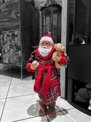 Clayre & Eef Weihnachtsmann Dekofigur mit Teddy in rot von Clayre & Eef