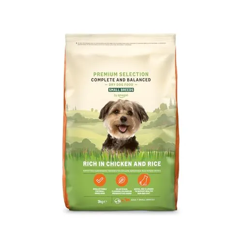 Produktbild by Amazon Hundefutter für ausgewachsene Hunde (Adult) kleiner Rassen, Fein zubereitetes Trockenfutter reich an Huhn und Reis, 3 kg (1er-Pack)(Zuvor eine Marke von Lifelong, gleiches Produkt)