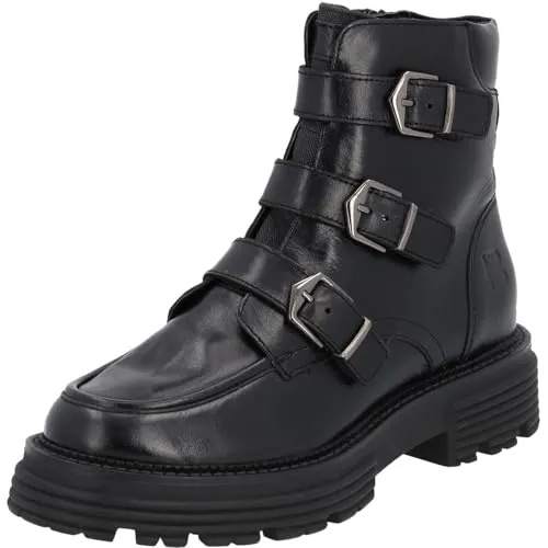 BAGATT Damen Enna Boots, Schwarz, 37 EU - Wanderschuhe mit flachem Absatz und Reißverschluss, ideal für komfortable Spaziergänge und Ausflüge in der Natur.