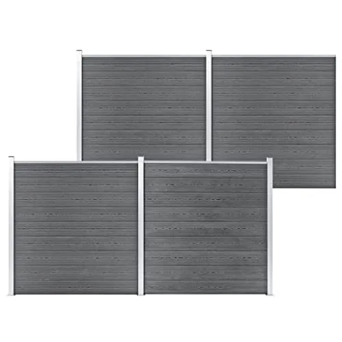 vidaXL Gartenzaun WPC 699x186 cm Grau - Metallzaun aus WPC, langlebig und pflegeleicht. Ideal für mehr Privatsphäre und Sicherheit im Garten. Einfache Montage dank Baukastensystem und robustes Design.