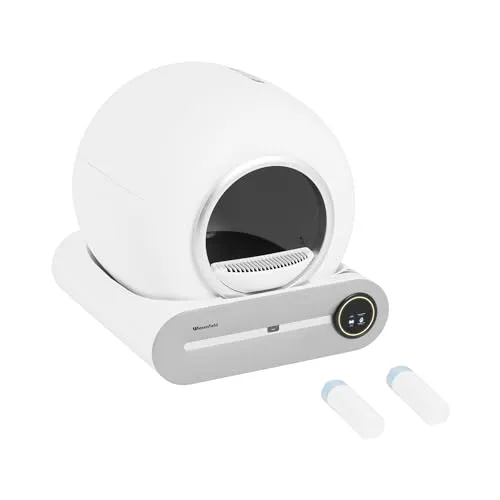 Wiesenfield WIE-SL-03 Selbstreinigendes Katzenklo mit App-Steuerung - Intelligentes, selbstreinigendes Katzenklo mit 65 l Innenraum und leiser Funktion. Hygienisch und modern, ideal für jeden Haushalt. Steuerung bequem über App möglich.