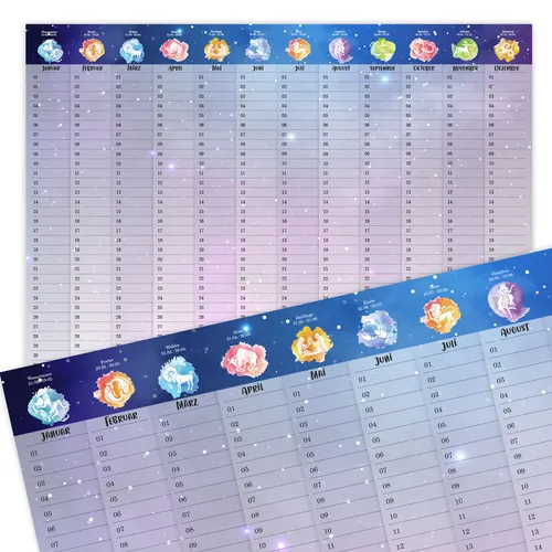 Wandkalender Geburtstagskalender immerwährend mit Sternzeichen A3 - dv_1162