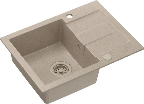 QUADRON Spülbecken 1-Becken Spüle | Größe: 60 x 45 x 18,5 cm | CHRISTIAN 116 | Küchenspüle Granitspüle aus GraniteQ mit Siphon | Beige