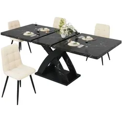 Ausziehbarer Esstisch aus Holz – 120–160 cm, für bis zu 6 Personen - Praktischer Esstisch für Küche und Wohnzimmer, ausziehbar von 120 auf 160 cm. Stabil und elegant mit verstellbaren Füßen für unterschiedliche Böden. Ideal für gesellige Abende!