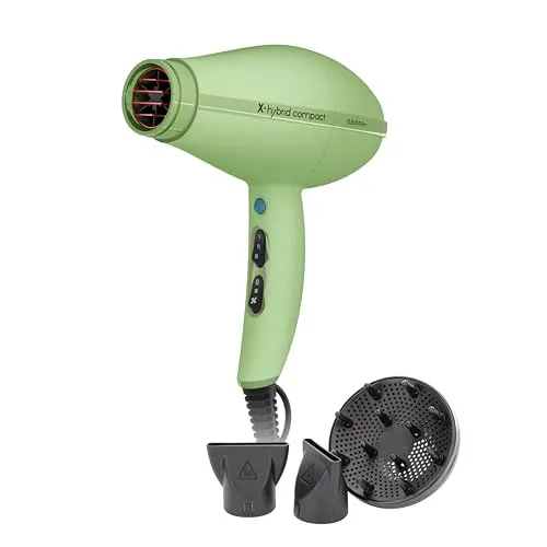 GAMMA+ Professioneller Haartrockner X-Hybrid Compact, Leichter & Kompakter Föhn mit Ionen-Technologie, Turmalinbeschichtetes Gitter, 1800–2100W (Matcha-Grün)
