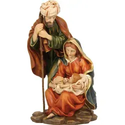 Krippenblock Heilige Familie 21 cm, handbemalt aus Polyresin