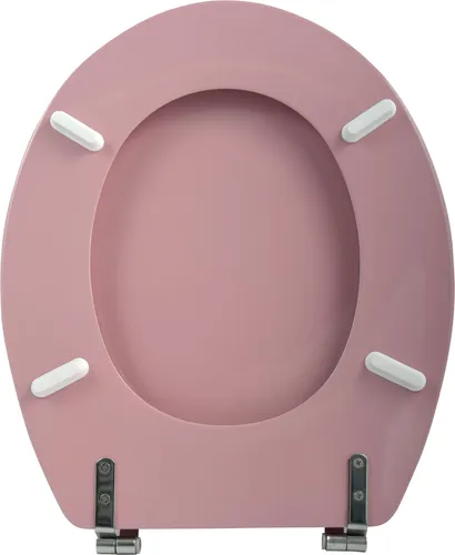 MSV WC-Sitz aus MDF in Rosa mit Edelstahl-Scharniere