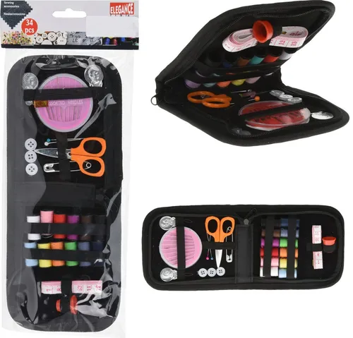 Koopman Nähset Nähkasten Reiseset 34 Teile – Praktisches Nähzubehör in Schwarz