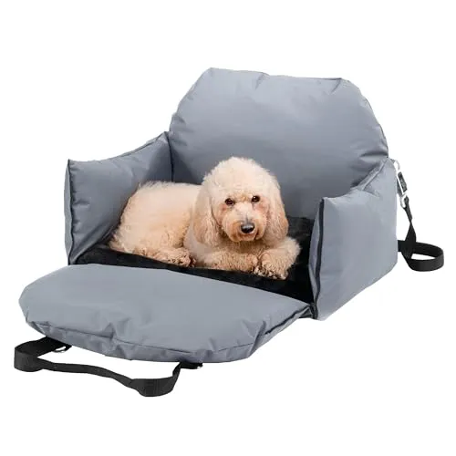 Ferplast Tragetasche Hundetransportbox, mit Schultergurt und Griffen, Wendekissen, Sitzbefestigung und magnetischem Karabiner, 52 × 46 x h 35 cm, Cruiser Hundetasche und Transportbox Hund Auto, Grau