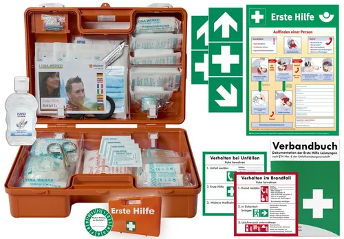 WM-Teamsport Erste-Hilfe-Koffer M DIN 13157 mit Hygiene-Gel - Praktischer Erste-Hilfe-Koffer M nach DIN 13157 für Betriebe und Haushalte, inklusive Hygiene-Gel und umfassender Ausstattung. Robuster Koffer mit einfacher Nachfüllmöglichkeit und mobiler Nutzung.