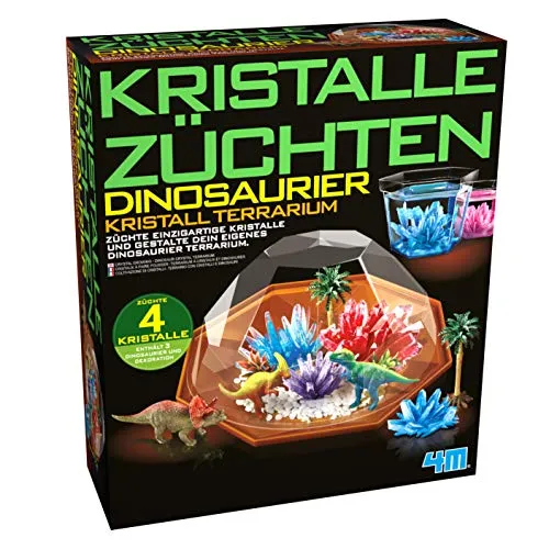 Experimentierkasten Kristalle züchten Dinosaurier Terrarium - Kristallzucht Set für Kinder - Wissenschaftliches Spielzeug - Mehrfarbig - 27 x 23,5 x 8 cm