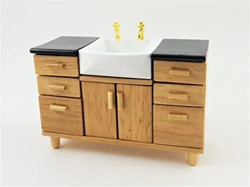 Melody Jane Puppenhaus Modern Eiche Hell Waschbecken Einheit Miniatur Badezimmer Möbel