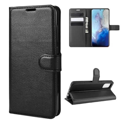 Hülle Kompatibel mit Samsung Galaxy S20 | Klapphülle Schutzhülle mit Kartenfächer Kompatibel für Galaxy S20 | Magnetverschluss Klapphülle | Schwarz