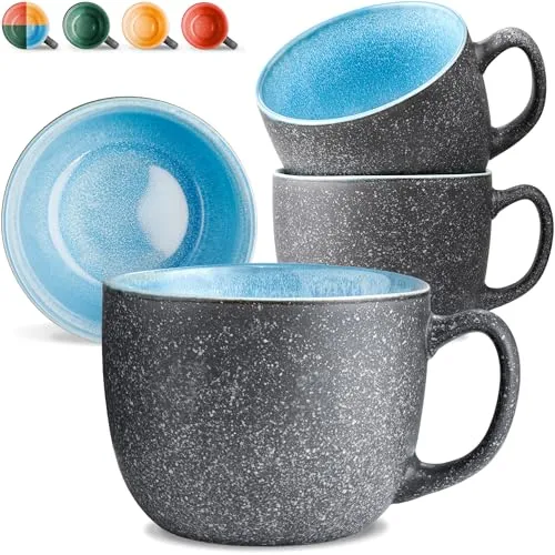 Cosumy Cappuccinotasse 4er Set aus Keramik – 350ml - Cappuccinotassen-Set aus hochwertiger Keramik, dickwandig für hervorragende Wärmeisolation – ideal für Kaffeegenuss zu Hause oder im Büro.
